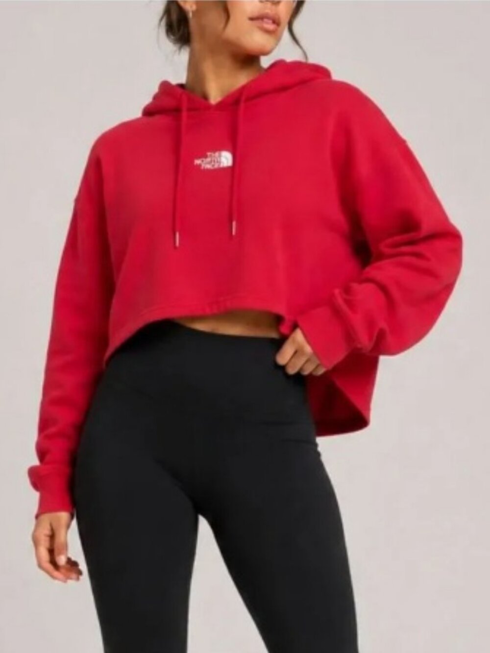 NWT The North Face Women’s Evolution Hi-Lo Hoodie Fiery Red Cropped Sweatshirt
